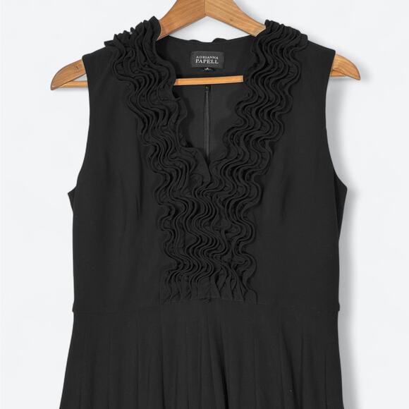 Adrianna Papell Pleated Ruffle Front Fit & Flare Dress Womens 6 Lightweight Knit - Picture 1 of 8